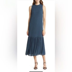Nordstrom Sleeveless Seersucker Maxi Dress, teal size M